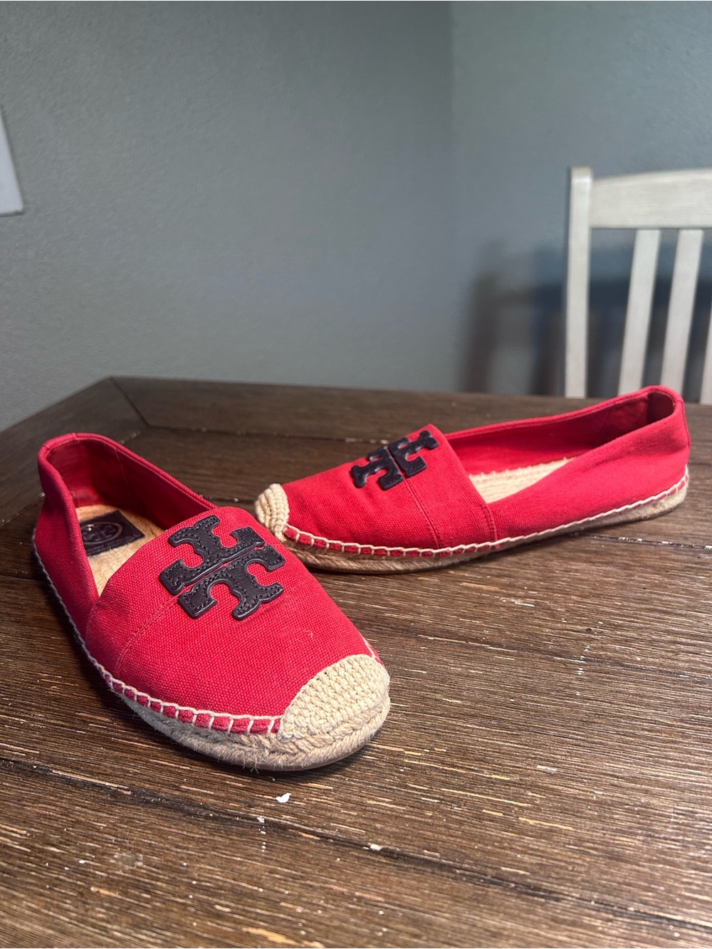 Tory Burch espadrille canvas slip ons size 7.5